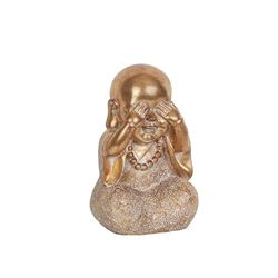 Romimex Decoratief figuur, goud, kunsthars, monnikzuigen, 16 x 22 x 15 cm