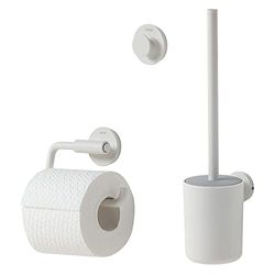 Tiger Urban Ensemble d'Accessoires de Toilettes - Porte-Brosse WC- Porte-Rouleau Papier Toilette sans Rabat - Crochet Porte-Serviette - Blanc