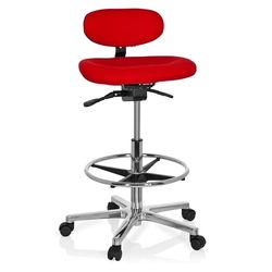 hjh OFFICE Silla de Trabajo Taburete de Trabajo Silla giratoria Work MF Tela Respaldo de Altura Regulable Rojo