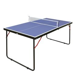 Sport1 Mini bordtennis fällbart bord - hopfällbart och platsbesparande bordtennisbord av stål med handtag, racketar, bollar, nät och hantlangare för regelbunden användning eller träning.