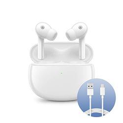 Xiaomi Buds 3 (Gloss White) con cavo USB-C 1m, Connessione Bluetooth 5.2, Fino a 32 Ore di Durata, Cancellazione del Rumore fino a 40dB, Resistente a polvere e acqua, Versione Italiana