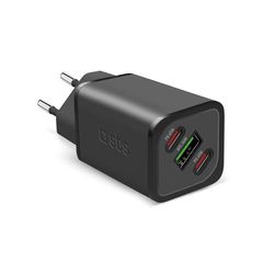 SBS Alimentatore Slim USB-C 65W, Tecnologia GaN, Power Delivery (PD), Ricarica Rapida, Adaptive Fast Charge (AFC), Caricatore per iPhone, iPad, MacBook Air, Samsung, Tablet, Smartphone, Notebook, Nero