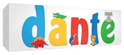 Little Helper LHV-DANTE-1542-15IT Toile pour Nursery avec panneau avant, motif personnalisable avec nom de garçon Dante, multicolore 21 x 59 x 4 cm multicolore