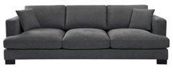 DRW Sofa de 3 plazas de Madera con tapiceria Gris Oscuro y Dos Cojines 193X70X30 cm