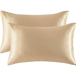 SC Simply Cosy Housse de Coussin Satin Champagne 50x60 cm Lot de 2