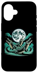 Three Weirdcore Crocodiles Moon Funny 3 Alligator Dead Moon Case for iPhone 16