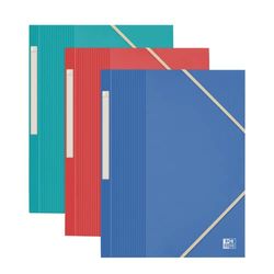 OXFORD Set of 3 Folders with 3 Flaps School Life Recycled A4 with Elastic Cover Recycled Polypropylene Assorted Colours