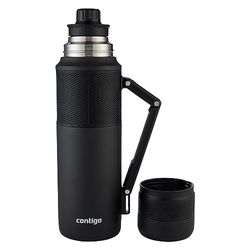 Contigo Thermal Bottle Termico Café, Taza de Viaje en Acero Inoxidable, Vaso Termo antigoteo, Copa con Tapa fácil de Limpiar sin BPA, 1200 ml, Unisex, Negro, 1200 ml