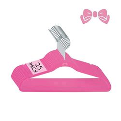 Simplify Paquete de 25 Perchas de Terciopelo para niños, diseño Delgado, Antideslizante, Ahorro de Espacio, Colores para Combinar con Cualquier enfermería, Color Rosa