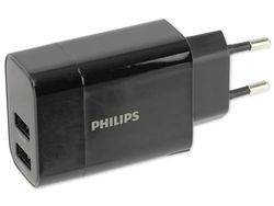PHILIPS DLP2620/12 - Caricatore con 2 porte di ricarica USB-A - 17 W - Colore: Nero