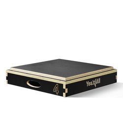 Yes4All C756 3-in-1 houten plyo box met antislip oppervlak, 4 inch H, plyometrisch boxplatform voor springtraining, springdozen voor thuisgymnastiek oefening en buitentraining, zwart