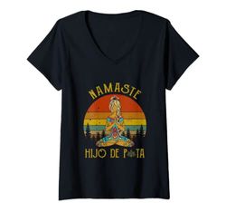 Mujer Vintage Yoga Paz Namaste Hijo De Puta Graphic Hippie Girl Camiseta Cuello V