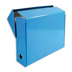 Exacompta - Réf. 89927E - Lot de 5 boîtes transfert Iderama en papier teinté dans la masse - Dos 90 mm - Œillet en métal - Pour format A4 - Dim 25,5 x 34 x 9 cm - Couleur bleu clair - Livrées montées