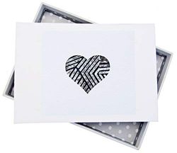 Wit Katoen Kaarten Alfabetica, Mini Foto Album, Grijs Hart, Wit Board Multi-Colour, 12,5 x 17,5 x 2,5 cm