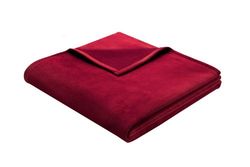 Biederlack Woondeken, 60% katoen, fluwelen band, 150 x 200 cm, rosso, exquise katoen, 628596