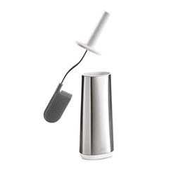 Joseph Joseph Flex Piaçaba em silicone higiénico, escova de banho com cabo resistente, ananás flexível, com sistema anti-gotejamento, anti-bloqueio, limpeza profunda - aço inoxidável, médio