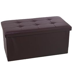 PUF PLEGABLE POLIPIEL MARRÓN ALMACENAJE_77X38X38CM