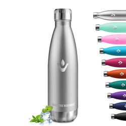 Gourde Isotherme 500ml, Étanche, Gourde Inox Réutilisable sans BPA, Bouteille Isotherme Double Paroi, Gourde Métal pour Bureau, École, Sport, Randonnée, Outdoor, Idéal pour Enfant ou Adulte