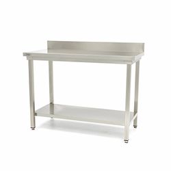 Maxima Werktafel rvs - 80 x 60 cm - Verstelbare Hoogte - met Spatrand en Onderschap