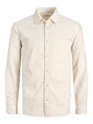 JACK & JONES Heren Jjslub Ls Shirt, cloud dancer, S