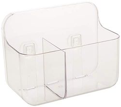Addis Invisifix 517873 Porte-Brosse à Dents 2 Compartiments Translucide 9,5 x 14 x 18 cm