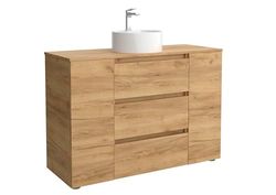 Cygnus Bath Mueble de Baño BEQUIA Plus 3C 120cm Roble | Lavabo sobre encimera Porcelana Lado Reversible