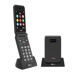 TTfone TT760 Teléfono Móvil 4G con Botones Grandes para Personas Mayores y Botón de Asistencia de Emergencia - Teléfono Móvil Básico Desbloqueado (con Base de Carga, Negro)