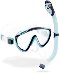 CRESSI Tinetto & Iguana Dry Blue Navy/Ice Cyan - Combo Set Snorkeling Jr Maschera Tinetto e Snorkel Iguana Dry, Blu Navy/Azzurro Ghiaccio, Taglia Unica