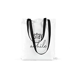 Bonamaison Bolso De Mano Impreso, 100% Algodón, Bolso de la Compra Reutilizable, Bolso De Compras, Ecológico, Plegable, Bolso de Tela de Lona con Asas Negras, 48x55 Cm - Fabricado en Turquía
