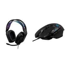 Logitech G335 Auriculares con Cable para Gaming, Micrófono Volteable, Jack de 3.5mm & 502 Hero Ratón Gaming con Cable Alto Rendimiento, Captor Hero 25K, 25,600 dpi, RGB
