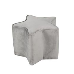 roba Barnpall Lil Sofa i stjärnform - Bekväm pall i grå sammetstyg - Stoppmöbler Pouf för barnrum - Sits höjd 24 cm