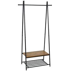 Mondeer Perchero de Pie, Perchero con Zapatero, Perchero Puerta, Perchero Metálico de Pie para Ropa y Zapatos, Estante de Pasillo,Percha clásica Industrial, 62x41x160cm, Marrone