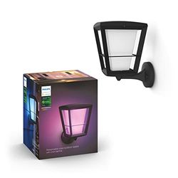 Philips Hue Econic Wandlamp - Wit en Gekleurd Licht - IP44 Waterbestendige Muurlamp - Dimbaar - Buitenverlichting - Verbind met Hue Bridge - Werkt met Alexa en Google Home - Omhoog - Zwart