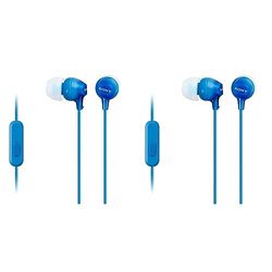 Sony Mdr-Ex15Ap - Cuffie In-Ear con Microfono, Auricolari in Silicone, Blu (Confezione da 2)