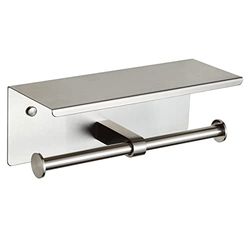 Soporte Doble para Papel higiénico con Estante de níquel Cepillado montado en la Pared