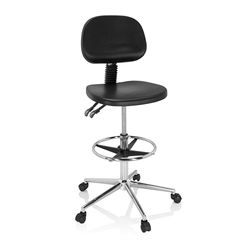 hjh OFFICE 830103 Taburete de Trabajo Top Work 24 I Espuma Duro, Respaldo de Altura y inclinación Regulable, Negro