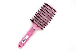 Glam'Up Paris Magic Brush - Boar Bristle and Nylon Hair Brush - Painless Detangling Hair Brush - Professional Curved and Ventilated - Brush for All Hair Types - Pink