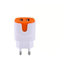 Nätadapter färg USB för Samsung Galaxy A70 smartphone surfplatta dubbeluttag 2 portar ström AC laddare (orange)