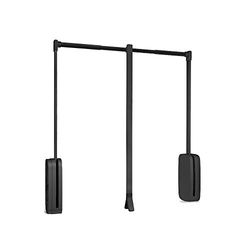 Emuca - Pull down hanging rail for wardrobe, pull down wardrobe rail lift, adjustable width 450-600mm, titanium colour