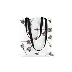 Bonamaison Bolso De Mano Impreso, 100% Algodón, Bolso de la Compra Reutilizable, Bolso De Compras, Ecológico, Plegable, Bolso de Tela de Lona con Asas Negras, 48x55 Cm - Fabricado en Turquía
