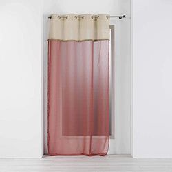 Douceur d'Intérieur, Voilage à Oeillets (140 x 240 Cm) Greenybel Terracotta, Voile Sablé Finition Top Jute