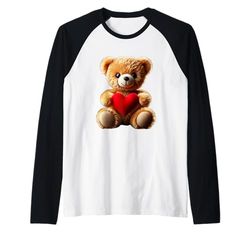Adorabile orsacchiotto di peluche a forma di cuore rosso Mania Maglia con Maniche Raglan