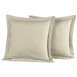 Sensei Maison - Lot de 2 taies d'oreiller en Percale de Coton Soft Percale - 65x65 cm - Ficelle