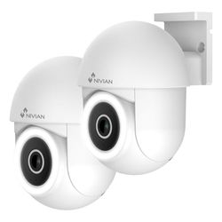 NIVIAN - Kamera PTZ WiFi Mini 2K, 2,4 Ghz | Noktowizor | Wykrywanie ruchu i samotracking | Zewnętrzna IP65 | Kompatybilny z Alexa i Google Home | Kontrola aplikacji Tuya (2 kamery WiFi Ptz)