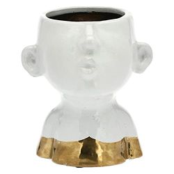 rituali domestici - Cachepot de Color Dorado en Formato M - Decoración para el hogar, Cachepot - Línea Eiofischio - Idea de Regalo - Stoneware - 15,5 x 15 x 17 cm