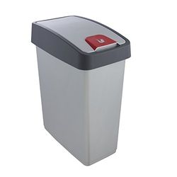 Keeeper Cubo de la Basura Premium con Tapa Abatible, Tacto suave, 25 l, Magne, Plateado (Light Silver)