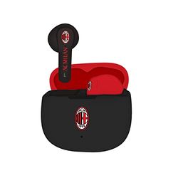 TECHMADE AC Milan Hoofdtelefoon, draadloos, in het oor, hoofdtelefoon met oplaadbox, rood/zwart