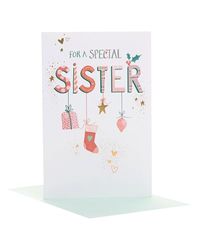 UK Greetings Tarjeta de Navidad para hermana, diseño de adornos colgantes