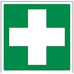 VSafety 31028AT-S "First Aid Logo" First Aid Algemeen Teken, Zelfklevend, Vierkant, 200 mm x 200 mm, Groen