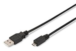 Ewent USB 2.0 kabel type A male naar B/Micro laad- en synchronisatiekabel voor Samsung smartphones, navigatoren, digitale camera's, MP3, dubbel afgeschermd AWG 28 koper, 0,5 m, zwart [Italië]